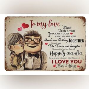 Vintage Metal Tin Sign Carl And Ellie To My Love Tin Signs 8X12 Inches